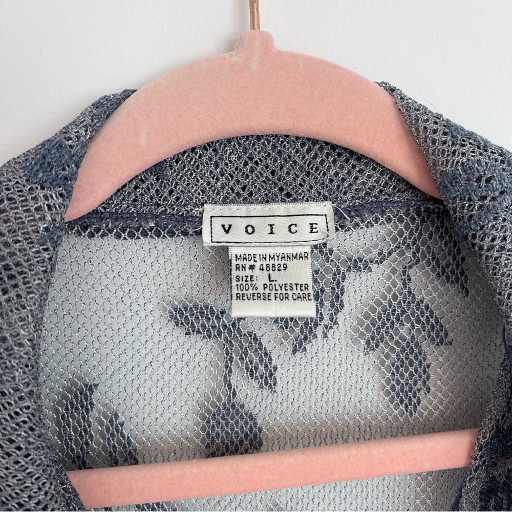 Vintage 90’s Y2K periwinkle‎ laced tie front blouse - Picture 3 of 6